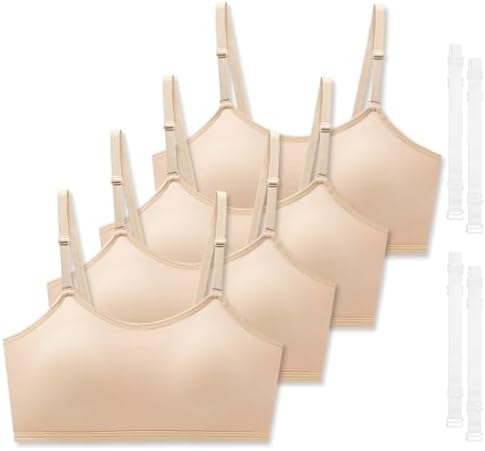 SALIA GIRL Sport Cami Bras Cotton for Teens Girls Training Bras 10-16 with Adjustable Straps Fixed Pads