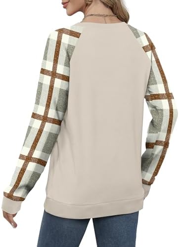 Saloogoe Sweatshirts For Women Crewneck Cable Knit Sleeve Sweaters Lightweight Fashion 2025