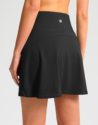 SANTINY 16" Golf Skorts Skirts For Women With 4 Pockets Women's High Waisted Stretchy Tennis Skirt Athletic Skort
