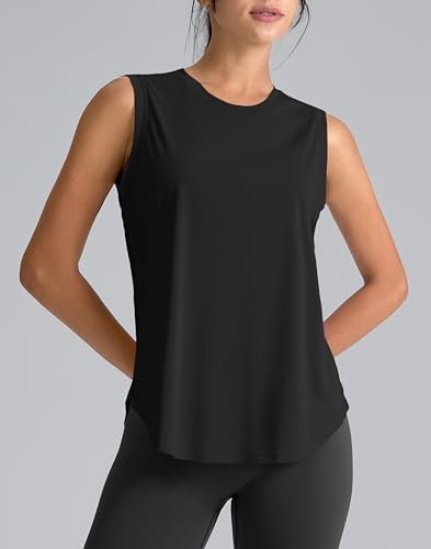 SANTINY Women's Sleeveless Workout Tops Breathable Lightweight Active Tennis Yoga Shirts Athletic Running Tank Tops For Women