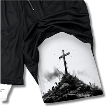 SAVD Christian Performance Shorts - Youth/Kids Gym & Sport Shorts With Pockets & Compression Liner Bible Verse Activewear