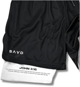 SAVD Christian Performance Shorts - Youth/Kids Gym & Sport Shorts With Pockets & Compression Liner Bible Verse Activewear