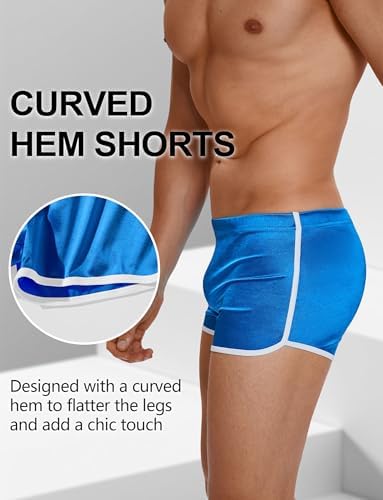SEAUR Men's Glossy Shorts Silky Smooth Boxer Briefs Stretch-Fit Tight Jogging Swimming Trunks