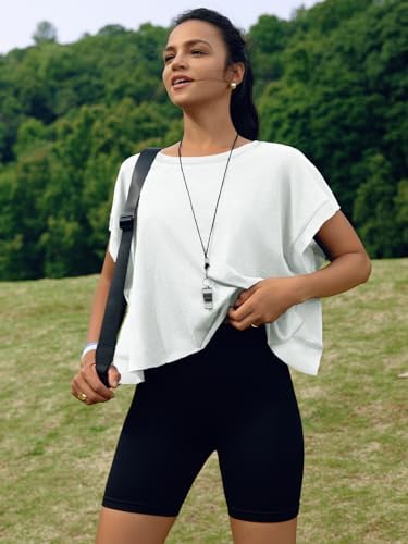 SENSERISE Womens Open Back Workout Tops Backless Short Sleeve Athletic Shirt Running Crop Top Gym Yoga Tee