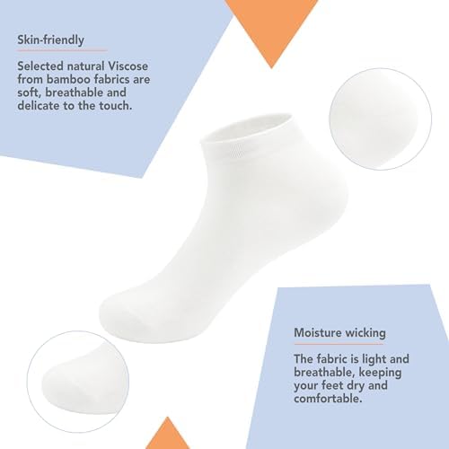 SERISIMPLE Viscose Bamboo School Socks Ankle Super Soft Kids Socks Stretch Cuffs Athletic Socks Odor Anti-odor 5 Pairs