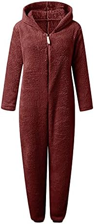 Sherpa Jumpsuit Women Women's Fuzzy Pajamas Long Sleeve Adult Cat Onesie Pajamas Winter Rompers Sleepwear