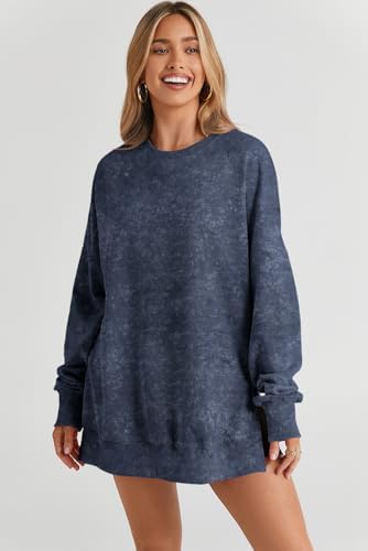 SHEWIN Womens Sweatshirt Casual Long Sleeve Crewneck Lightweight Pullover Tops Loose Sweatshirts