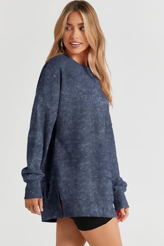 SHEWIN Womens Sweatshirt Casual Long Sleeve Crewneck Lightweight Pullover Tops Loose Sweatshirts