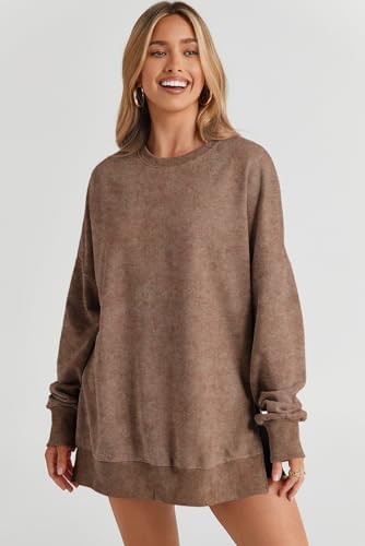 SHEWIN Womens Sweatshirt Casual Long Sleeve Crewneck Lightweight Pullover Tops Loose Sweatshirts