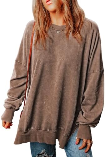 SHEWIN Womens Sweatshirt Casual Long Sleeve Crewneck Lightweight Pullover Tops Loose Sweatshirts
