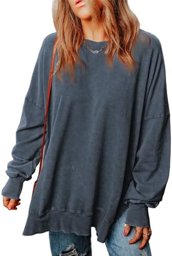 SHEWIN Womens Sweatshirt Casual Long Sleeve Crewneck Lightweight Pullover Tops Loose Sweatshirts