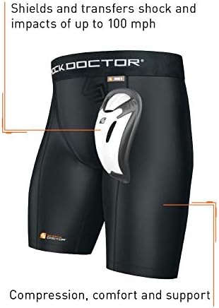 Shock Doctor Compression Shorts With Protective Bio-Flex Cup Moisture Wicking Vented Protection Youth Size