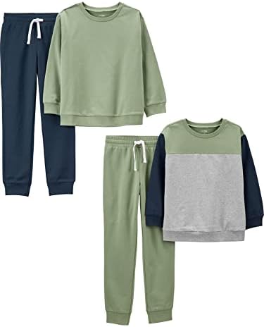 Simple Joys by Carter's boys 4-piece French Terry Long-sleeve Shirts and Shorts Playwear Set