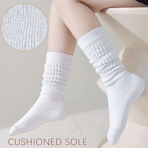 Slouch Socks Girls Cushioned Chunky Stacked Boot Socks Soft Knit Warm Long Knee High Socks Scrunch Kids
