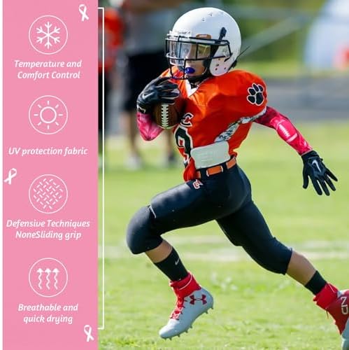 SNOWSTAR Sports Pink Ribbon Breast Cancer Awareness Arm Sleeve Compression Fit No Slip Football Flames