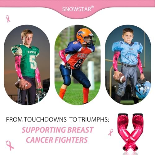 SNOWSTAR Sports Pink Ribbon Breast Cancer Awareness Arm Sleeve Compression Fit No Slip Football Flames