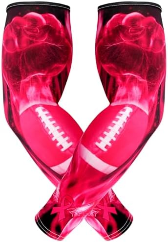 SNOWSTAR Sports Pink Ribbon Breast Cancer Awareness Arm Sleeve Compression Fit No Slip Football Flames