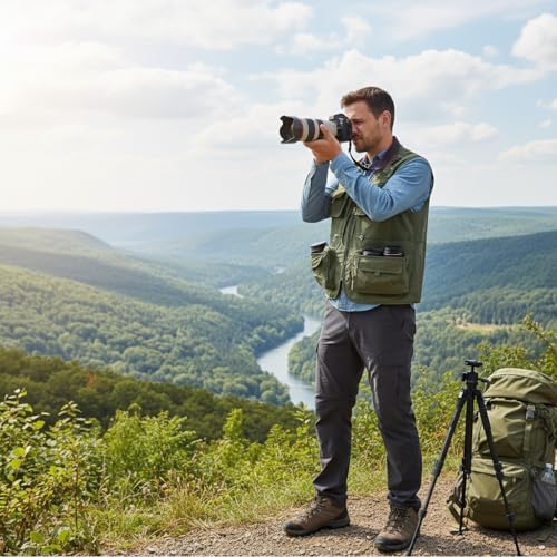 Sobrisah Outdoor Fishing Vest Safari Photography Work Outerwear Vests Family Matching Travel 12Years - Adult XXL