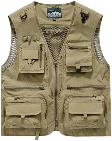 Sobrisah Outdoor Fishing Vest Safari Photography Work Outerwear Vests Family Matching Travel 12Years - Adult XXL