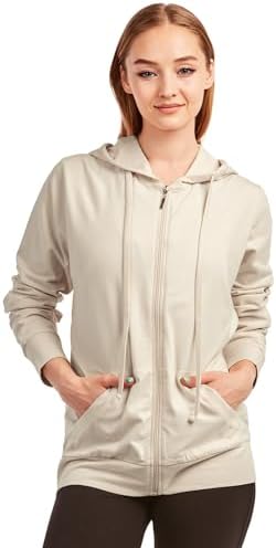 Sofra Women's Thin Cotton Zip Up Hoodie Jacket