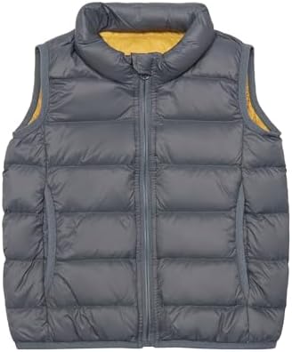 solomate Boys Winter Down Vest Puffy Stand-up Collar Light Children's Jacket