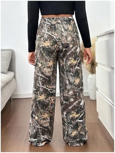 SOLY HUX Girl's Camo Wide Leg Pants Drawstring Waist Baggy Sweatpants With Pocket