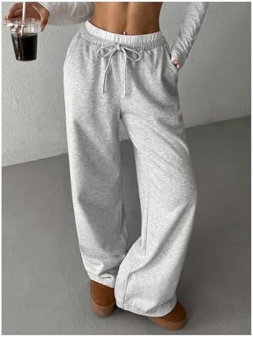 SOLY HUX Girl's Drawstring Waist Baggy Sweatpants Wide Leg Casual Loose Long Pants