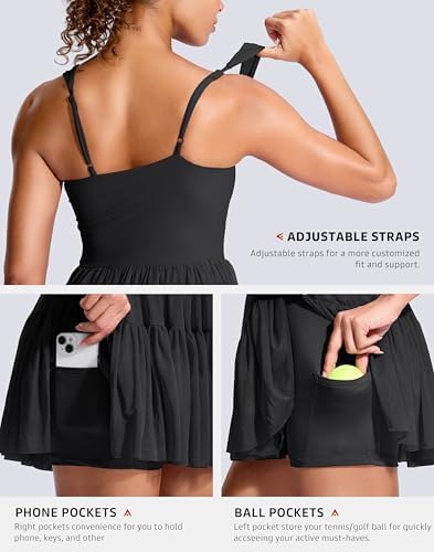 Soothfeel Tennis Dresses For Women Athletic Dress With Built In Shorts & Bra Flowy Golf Workout Dresses With Pockets Summer