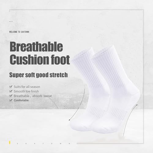 SOX TOWN Unisex Cushioned Crew Training Athletic Socks Men & Women With Combed Cotton Moisture Wicking Breathable Performance