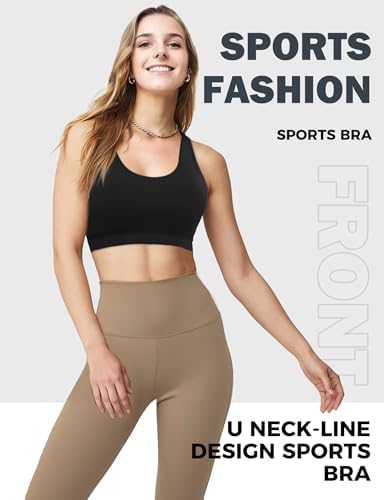 Sports Bras For Women Criss Cross Back Medium Support Bras For Large Bust Strappy Yoga Workout Bra With Pads