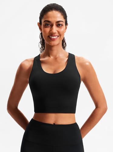 Sports Bras For Women Criss-Cross Back Padded Workout Tank Tops Medium Support Crop Tops For Women