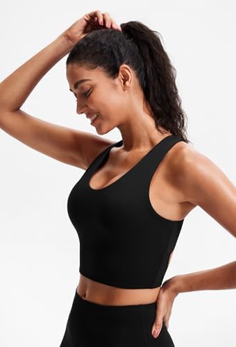 Sports Bras For Women Criss-Cross Back Padded Workout Tank Tops Medium Support Crop Tops For Women
