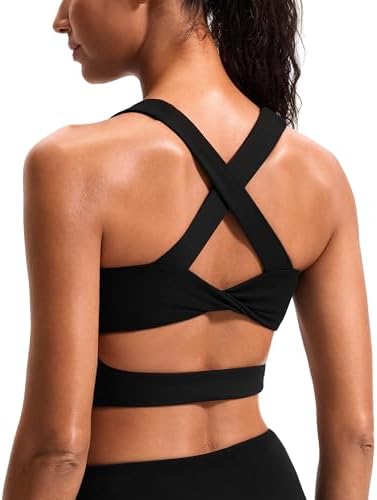 Sports Bras for Women Criss-Cross Back Padded Workout Tank Tops Medium Support Crop Tops for Women