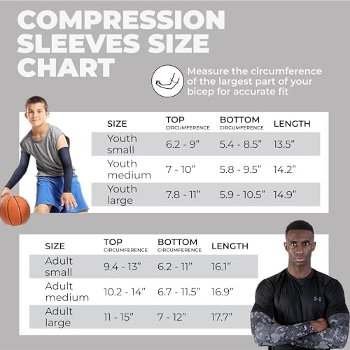 Sports Compression Arm Sleeves For Men & Women - Youth Kids Arm Sleeve Baseball - Volleyball Sleeves & Basketball Sleeve