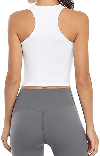 Sports Crop Tank Tops For Women Cropped Workout Tops Racerback Running Yoga Tanks Cotton Sleeveless Gym Shirts 3 Pack