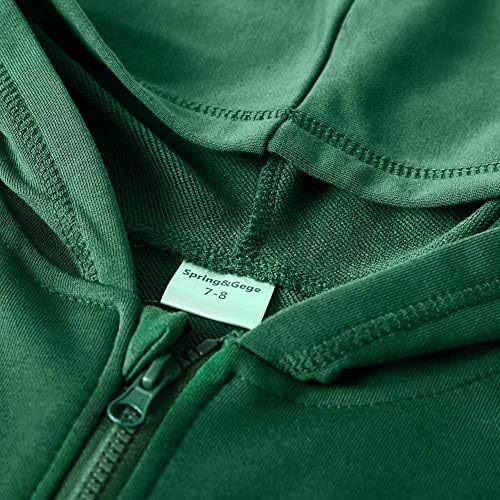 Spring&Gege Youth Solid Classic Hoodies Soft Hooded Full Zip Sweatshirts For Children (3-14 Years)
