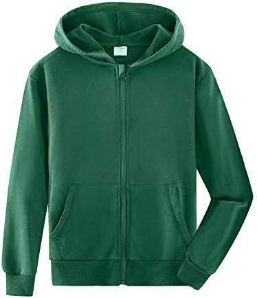 Spring&Gege Youth Solid Classic Hoodies Soft Hooded Full Zip Sweatshirts for Children (3-14 Years)