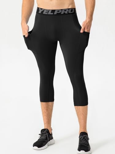 SPVISE 1 Or 3 Pack 3/4 Compression Pants Men Athletic Gym Capri Leggings Running Tights Dry Fit Basketball Sports Base Layer