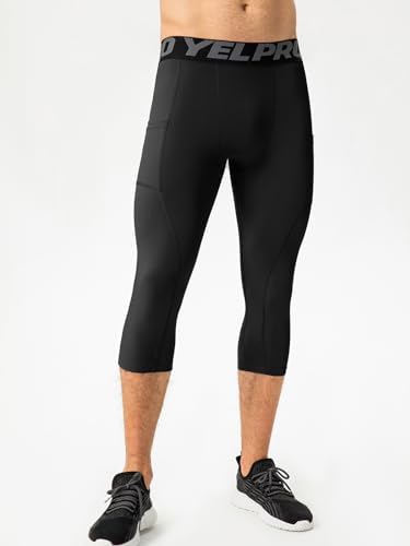 SPVISE 1 Or 3 Pack 3/4 Compression Pants Men Athletic Gym Capri Leggings Running Tights Dry Fit Basketball Sports Base Layer