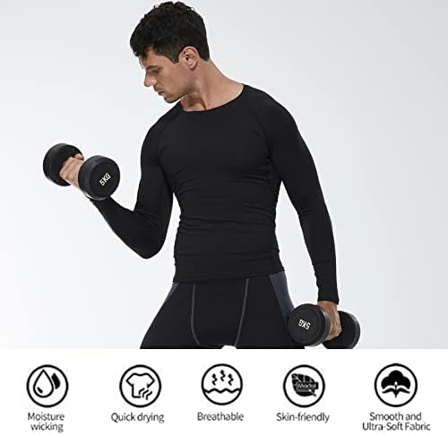 SPVISE 1 Or 3 Pack Men's Compression Shirts Long Sleeve Workout Gym T-Shirt Running Top Cool Dry Sports Baselayer Undershirts