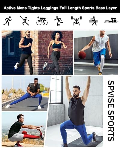 SPVISE Men's Compression Pants Workout Leggings Running Tights Cool Dry Athletic Baselayer Pants For Basketball Yoga Cycling
