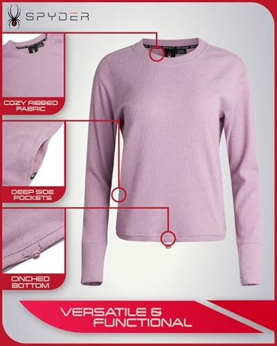 Spyder Womens Sweater - Lightweight Fall Fashion Womens Top - Wind Resistant Cozy Ribbed Pullover Knit Sweaters For Women