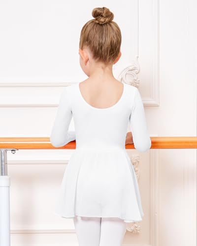 Stelle Ballet Leotards For Girls Long Sleeve Toddler Dance Leotard Outfits With Skirt Classic(Little/Big Kid)