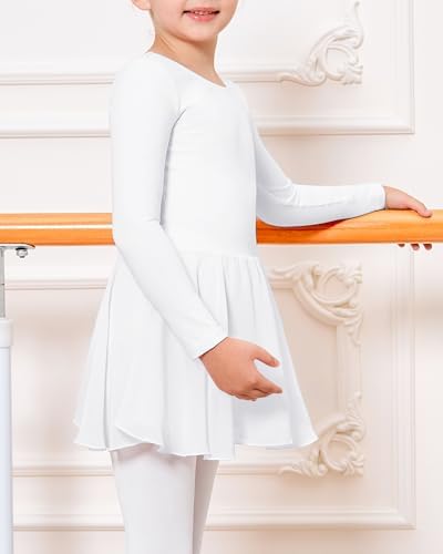 Stelle Ballet Leotards For Girls Long Sleeve Toddler Dance Leotard Outfits With Skirt Classic(Little/Big Kid)