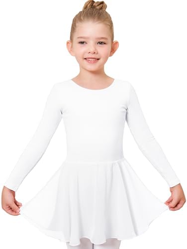 Stelle Ballet Leotards for Girls Long Sleeve Toddler Dance Leotard Outfits with Skirt Classic(Little/Big Kid)