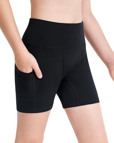 Stelle Girls 3"/4"/8" Bike Volleyball Shorts with Pockets Youth Athletic Yoga Dance Gymnastics Compression