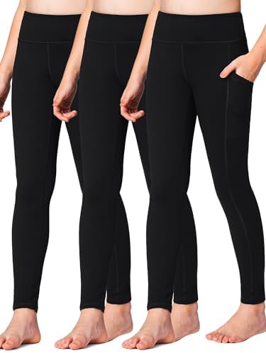 Stelle Girls' Athletic Leggings Kids Dance Running Yoga Pants Workout Active Dance Tights with Pockets