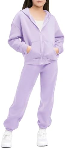 Stelle Girls Athletic Sweatsuit 2 Pieces Sweatshirts and Pant Long Sleeve Zip Up with Pockets Outfits Set