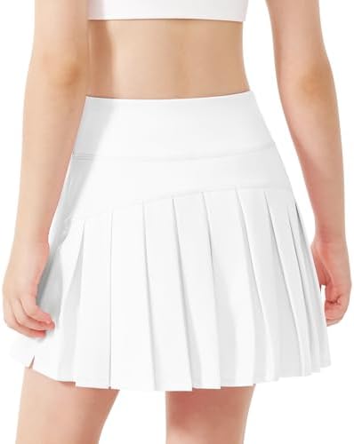 Stelle Girls Tennis Skirts with Inner Shorts Pockets Golf Skirts Athletic Running Workout Pleated Skort 5-15Years