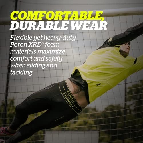 Storelli BodyShield 3/4 Goalkeeper Leggings 2 High-Impact Protection Sweat-Wicking UV-Resistant Athletic Bottoms For Soccer & Heavy-Duty Sports Black Small